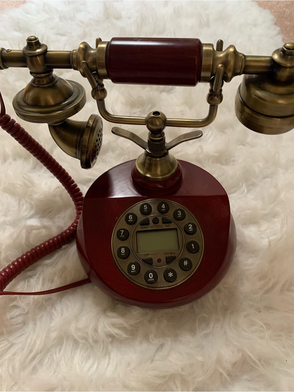 Red Retro Telephone Base — Hornig Years Model HY-01665